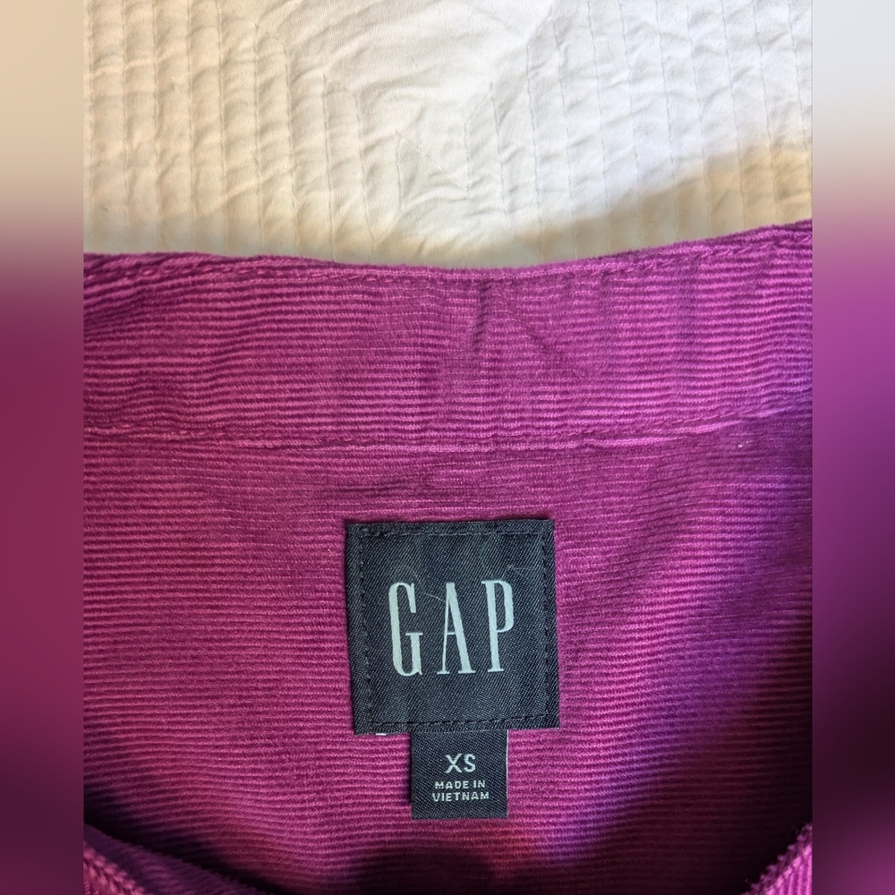 NWOT...GAP Purple Corduroy Puff Sleeve Dress Size XS - Picture 2 of 11